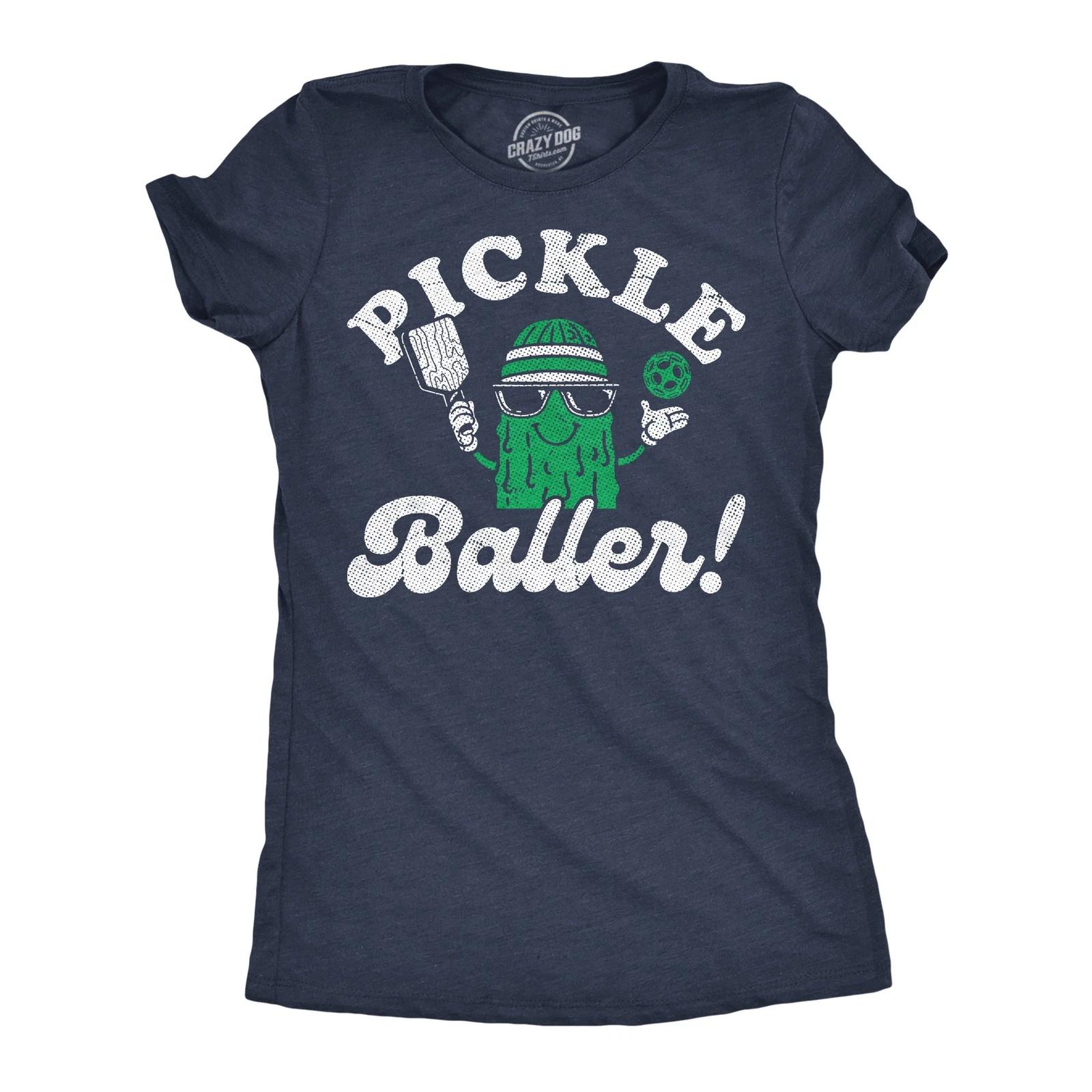 Womens Funny T Shirts Pickle Baller Sarcastic Pickleball Graphic Novelty Tee for XXXXL