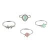 4 Stück/Set Faux Edelstein Geometrische Knöchelringe Bonbonfarbe Stapelbare Fingerringe Schmuckzubehör