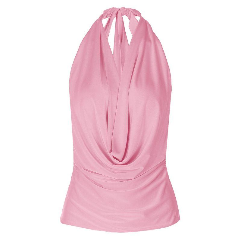 

Топ-халтер с воротником-качелькой Y2g Millennium Gyaru + юбка с пайетками, комплект из двух частей, летняя одежда 2025, модный комплект, тренд Pink Tops M