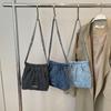 This Year's Popular Bag Women's 2025 New Trendy Personalized Denim Chain Bag Versatile Drawstring Shoulder Armpit Bag