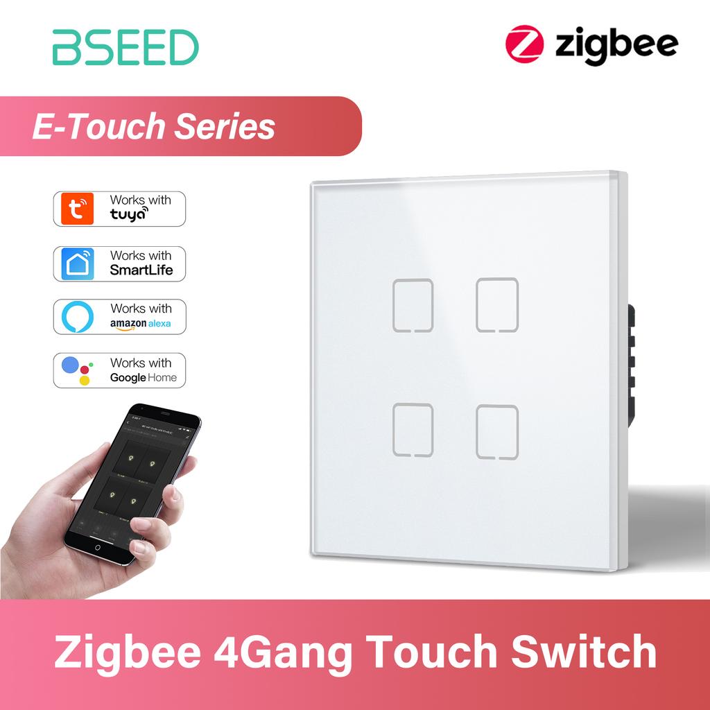 BSEED 1/2/3/4Gang Zigbee Touch Switch Glass Smart Wall Light Switch Touch Screen Backlight Control Aleax Smart Life App E Series