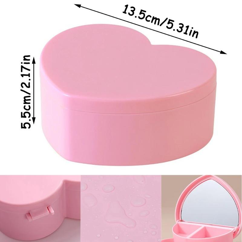 Hair Accessories Box Jewelry Storage With Mirror Pink Hair Clips Rubber Band Organiser For Girls Children Portable Travel Case