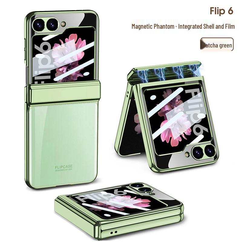 Samsung Z Flip6 Full Wrap Transparent Electroplated Magnetic Hinge Case