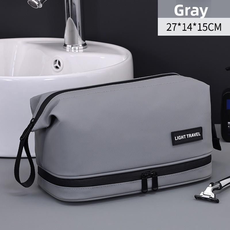 Urban Minimalist Leathereffect Double Layer Travel Toiletry Bag With Waterproof Storage For Men And Women