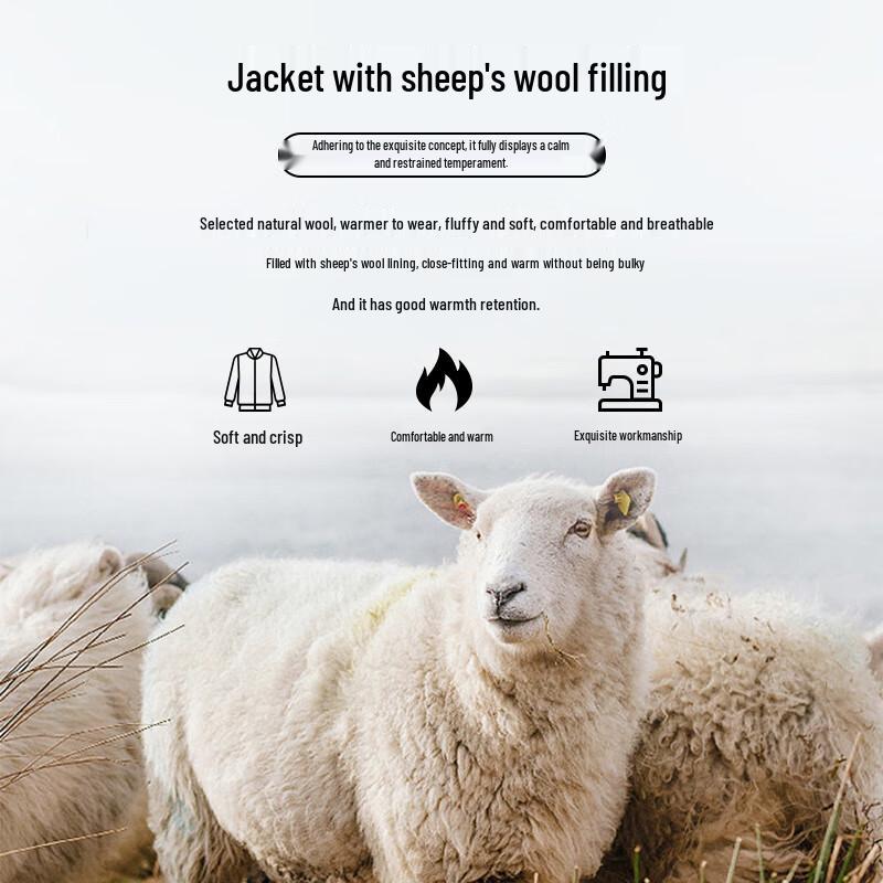 ROMON Men's Wool Blend Stand Collar Padded Jacket