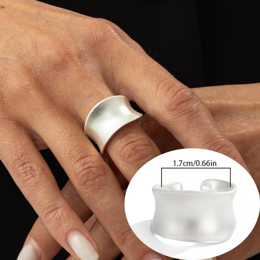 Matte Matte Love Wide Edge Ring Female, Metal Folded Matte Open Ring Index Finger Ring
