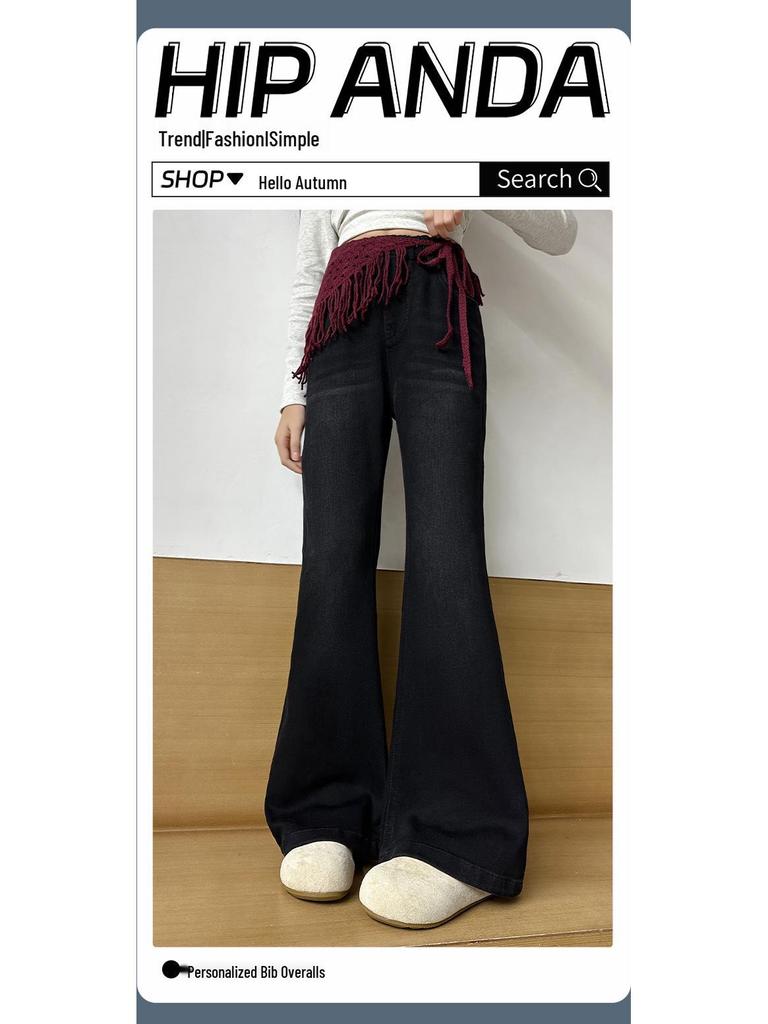 Girls' Black Slim Flared Jeans - Spring/Autumn 2025 Collection