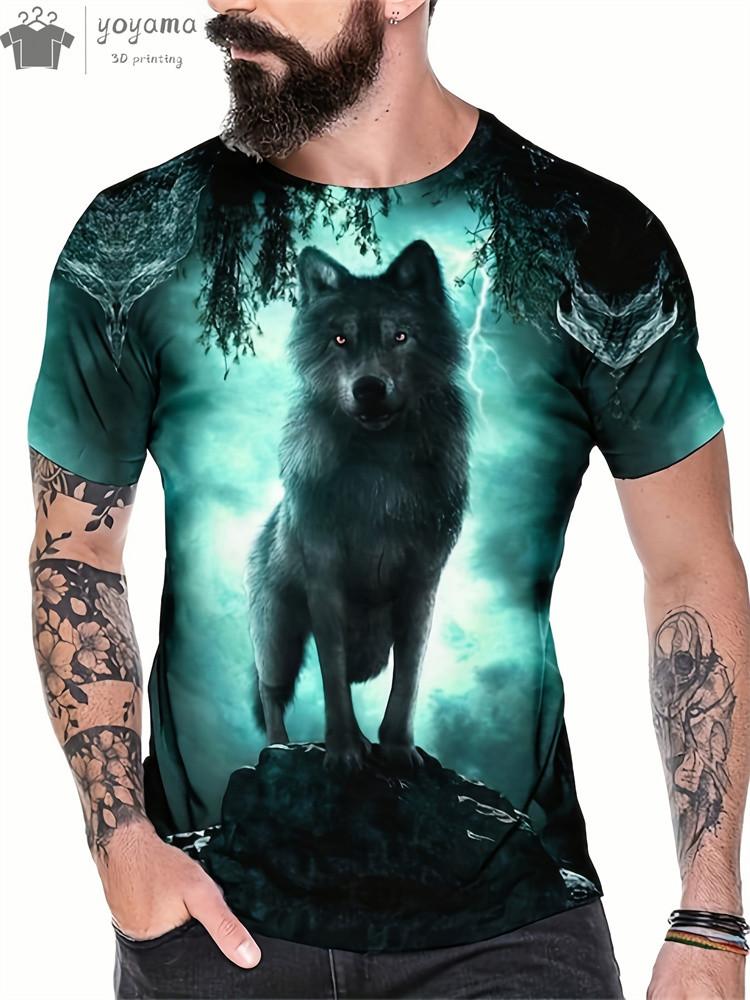 Men's T-Shirts Short Sleeve Beasts Graphic 3D Animal Printed Street Style Man Tops Oversized T-Shirt Casual O-Neck Harajuku Tee