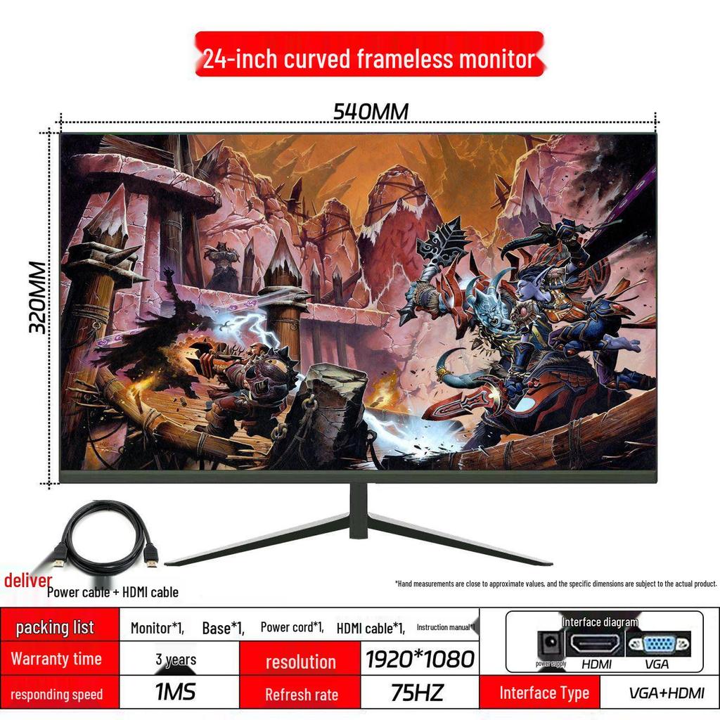 Ultra-Thin Frameless 2K/4K Monitor - 144Hz, 24/27/32 Inch Display for Esports