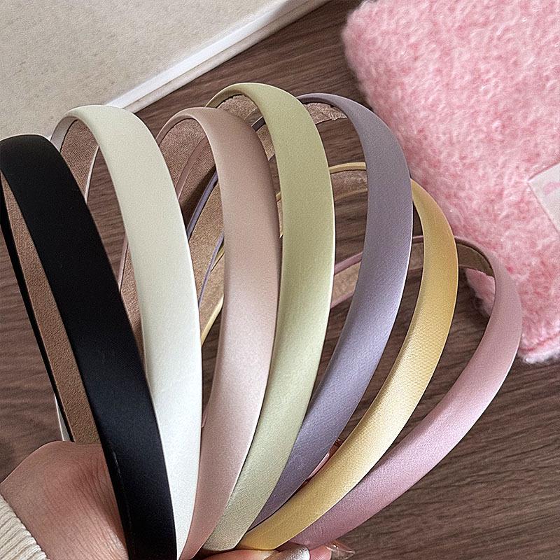 Korean Satin Thin Headband for Women - Versatile Retro French Style with Non-Slip Deerskin Velvet