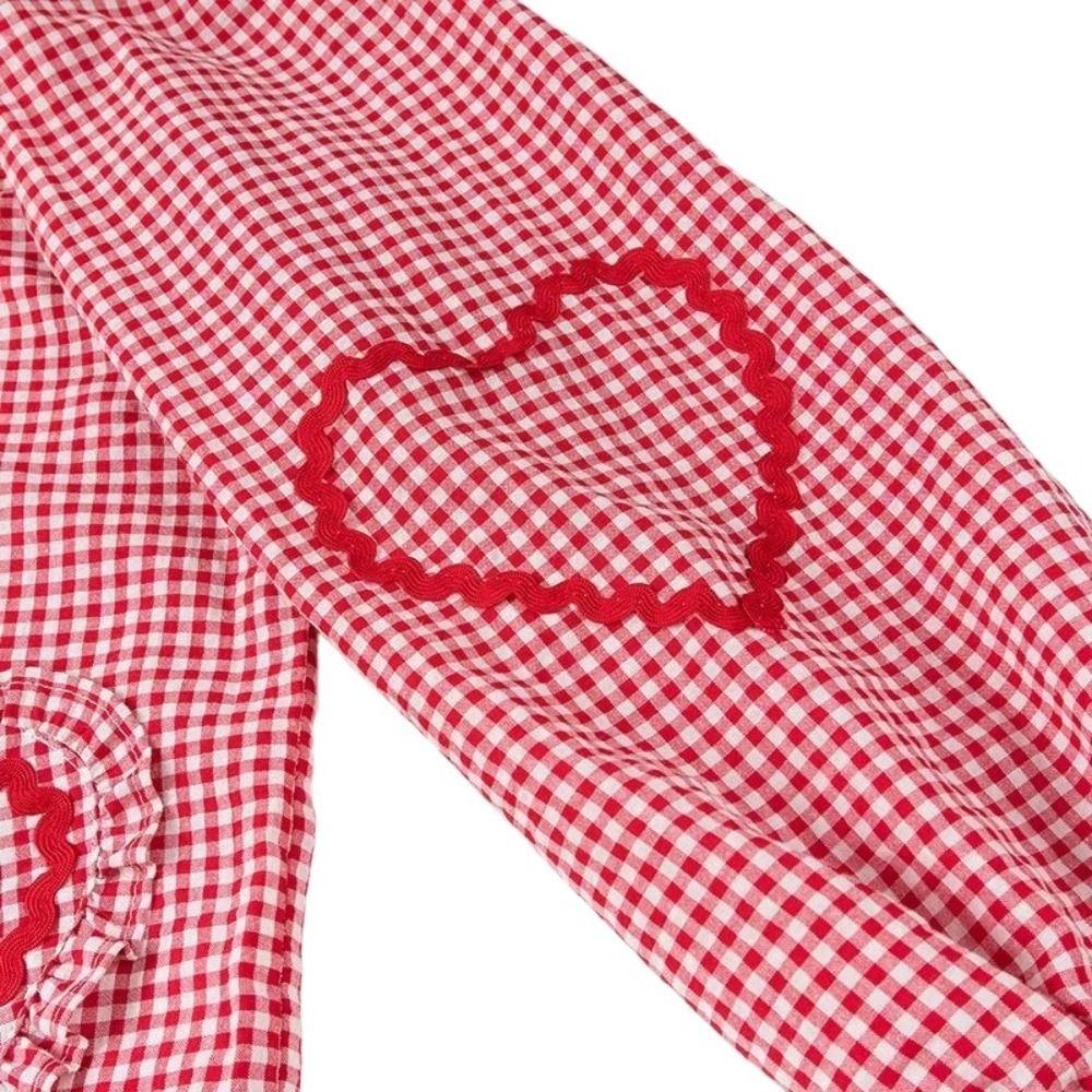 Ruffle Plaid Bowknot Lace Up Blouse Stripe Loose Chic Puff Sleeveless Blouse Tops Spring/Summe