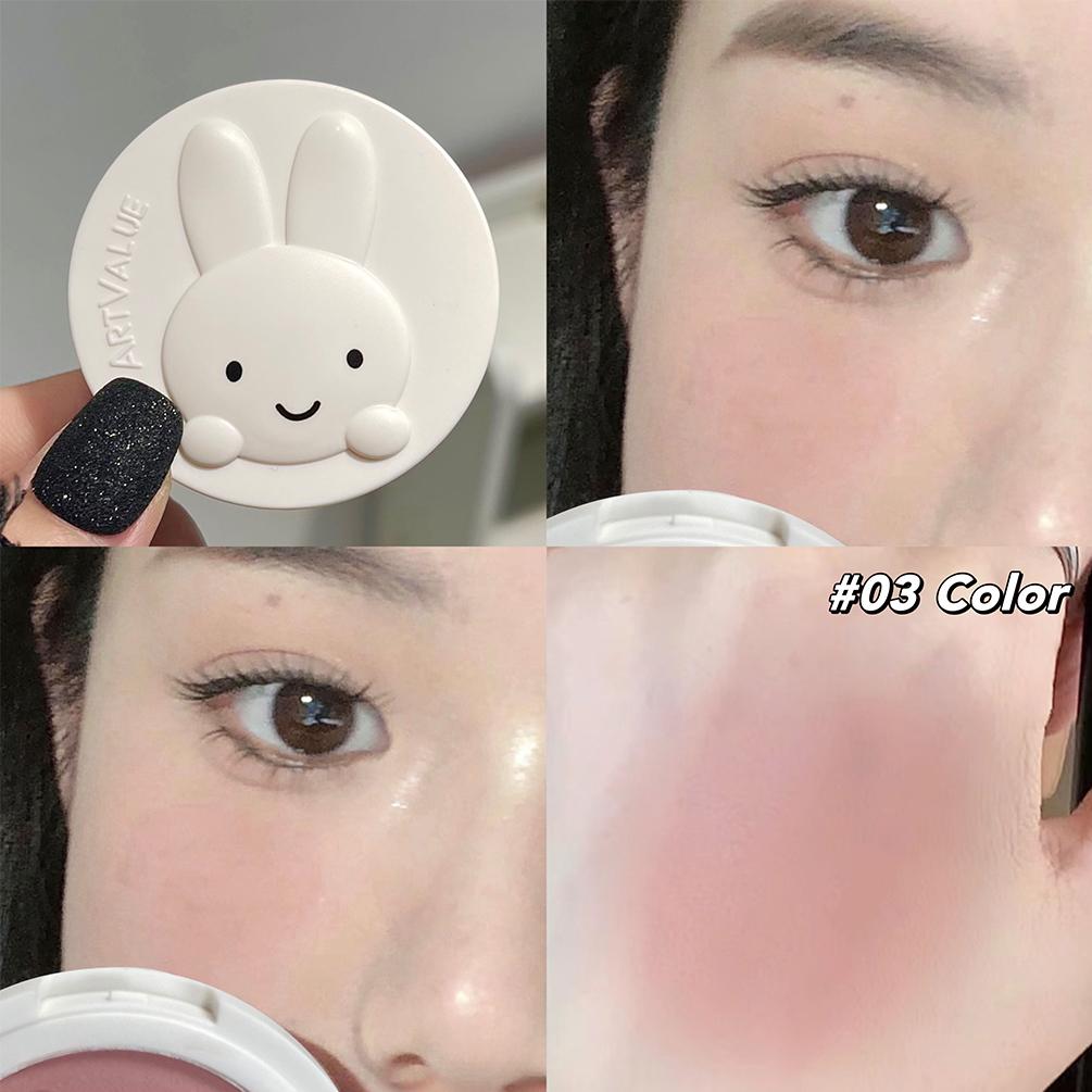 Monochroom Blush Palet Mat Perzik Rouge Schattig Konijn Rozerood Wangkleur Blusher Poeder Natuurlijke Gezicht Contouring Schaduw Make-up white