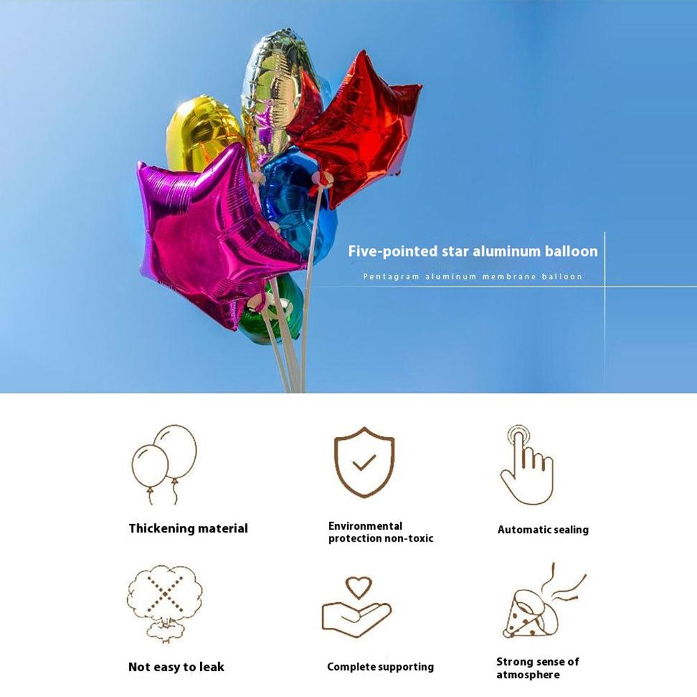 

PJ-Q11 50Pcs 45cm Colorful Star Aluminum Foil Balloons Inflatable Balloons for Birth Wedding Birthday Red