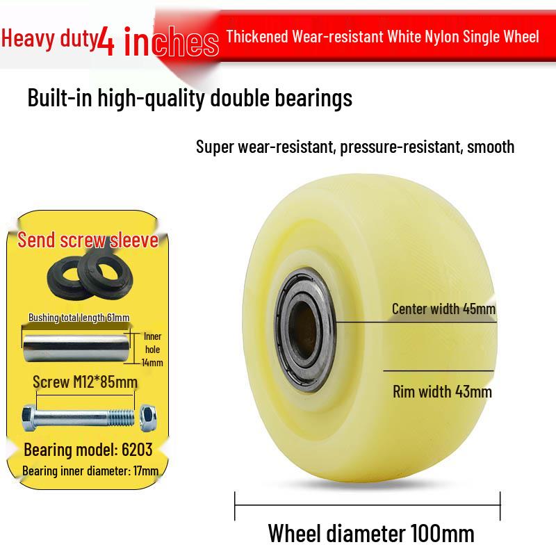 Nylon Swivel Caster Wheels: 2-6 inch Heavy-Duty Rubber & Flat Plate Options