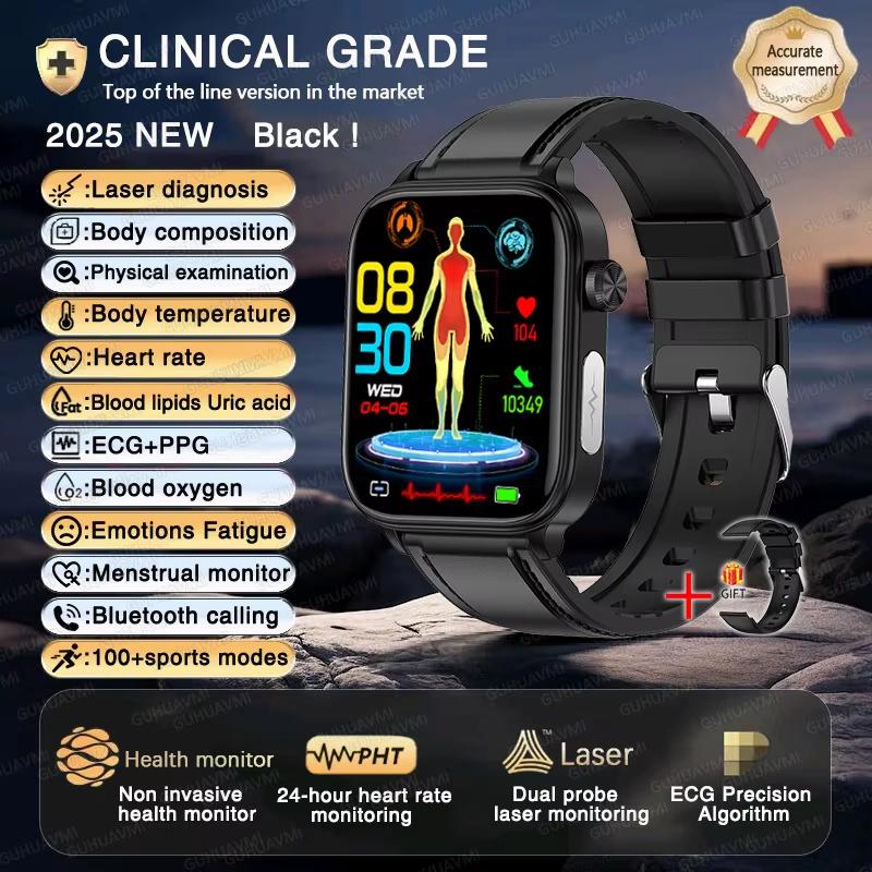 2025 New ECG+PPG AI Health Diagnose Smart Watch Men Women Clock Blood Lipid BP Uric Acid Heart Rate Tracker
