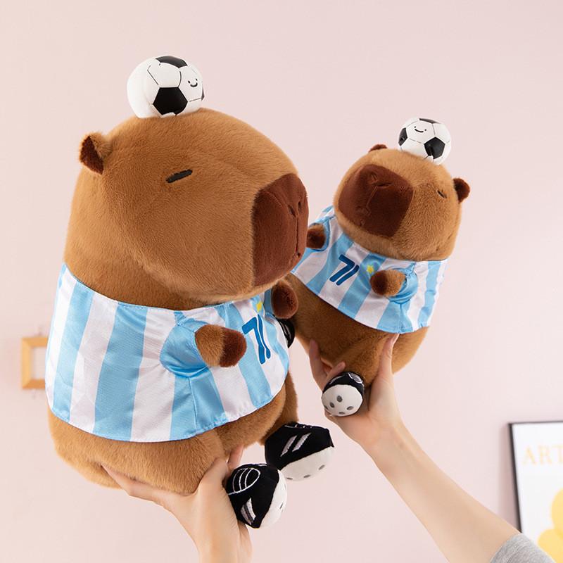 Capybara Plush Toy With Football Design For Kids Gift And Sports Events