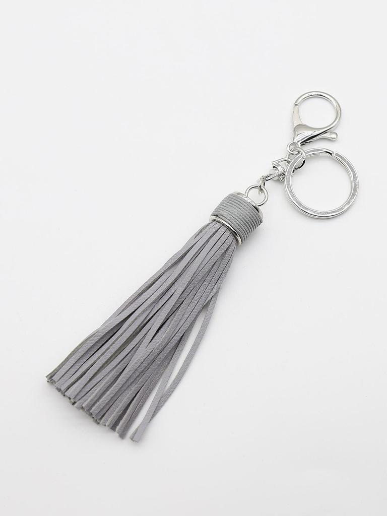 Alloy & Leather Tassel Keychain: Waxed Cord Charm for Women's Bags