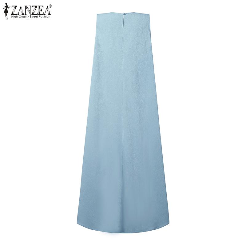 ZANZEA Women Casual Round Neck Summer Sleeveless Dress