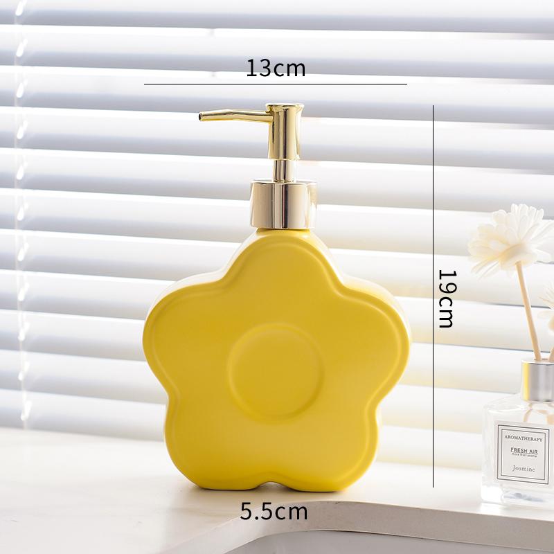 

Керамический флакон для эмульсии в форме цветка, дозатор для мыла, флакон для лосьона, креативные аксессуары для украшения ванной комнаты, флакон для лосьона жёлтый
