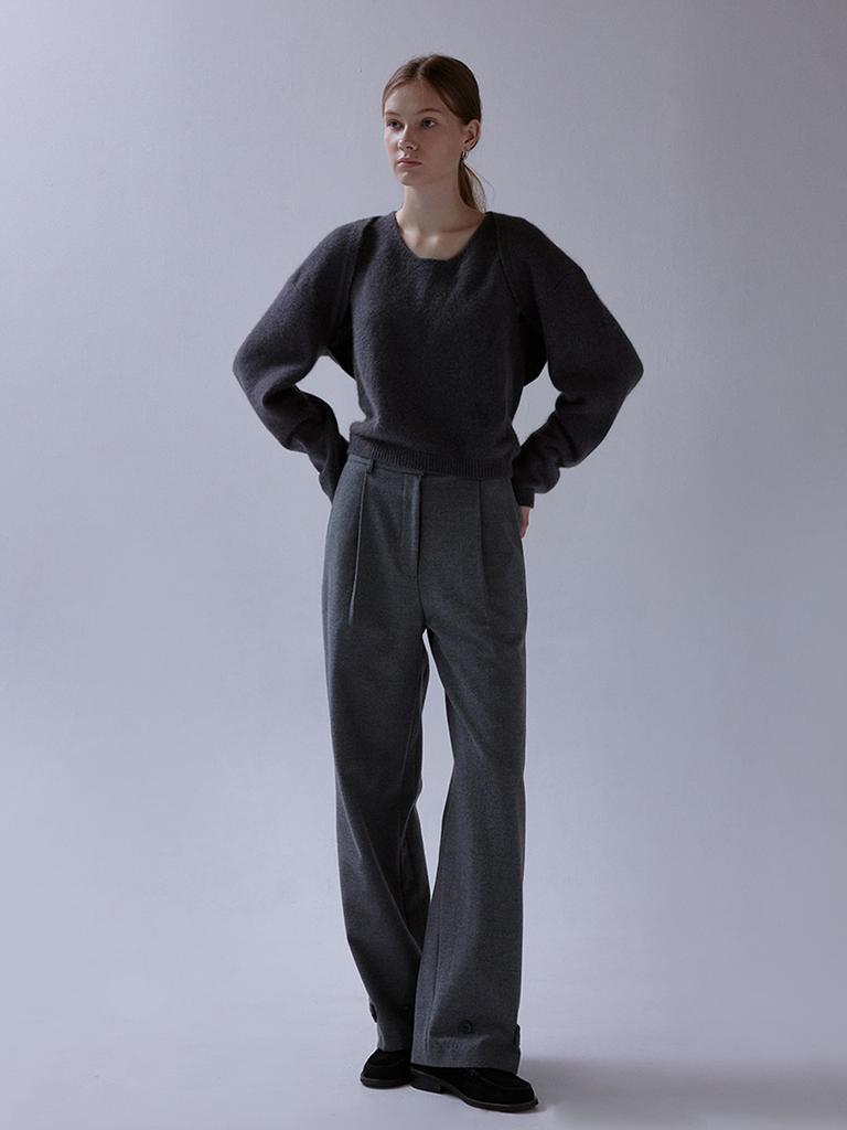 Deomiteun Mod Wool Button Pants (Charcoal)