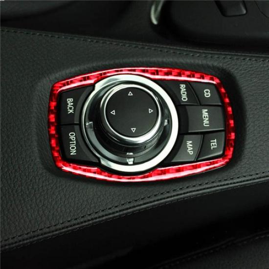 For BMW 6 Series M6 2008-2010 Red Carbon Fiber Interior Radio Control Cover Trim