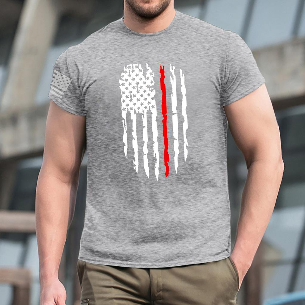 Oblíbené letní pánské tričko s kulatým výstřihem a krátkým rukávem s potiskem