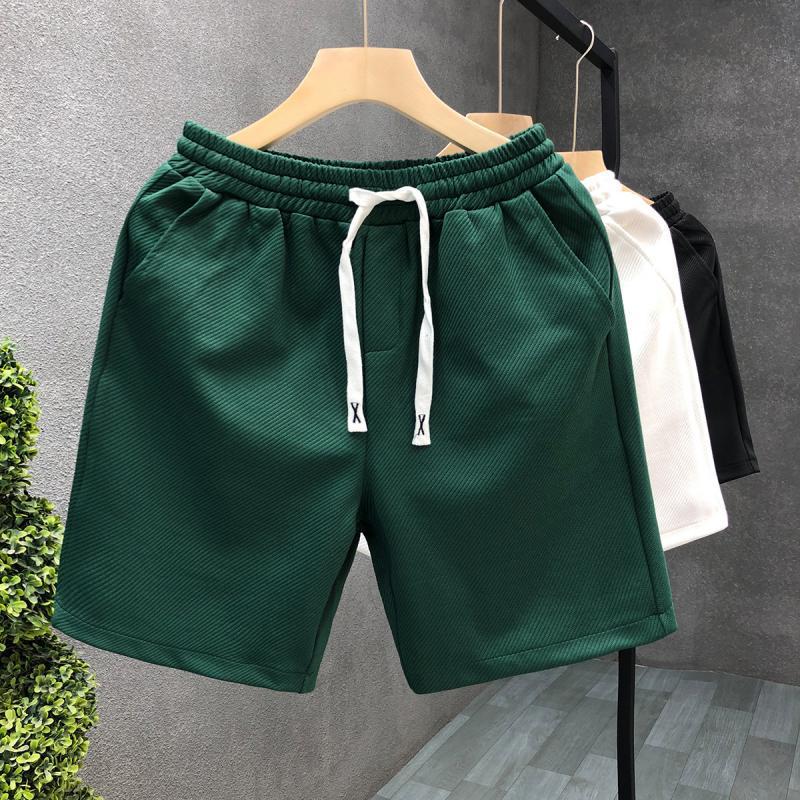 Men's Versatile White Summer Beach Shorts - Trendy Solid Color Loose Fit Sports Pants