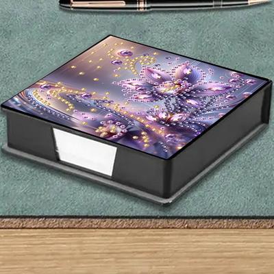 Leather Animals Gem Art Sticky Note Holder Gem Painting Memo Pad Holder Mosaic Kit Diamond Art Note Box with 160 Sheets of Paper