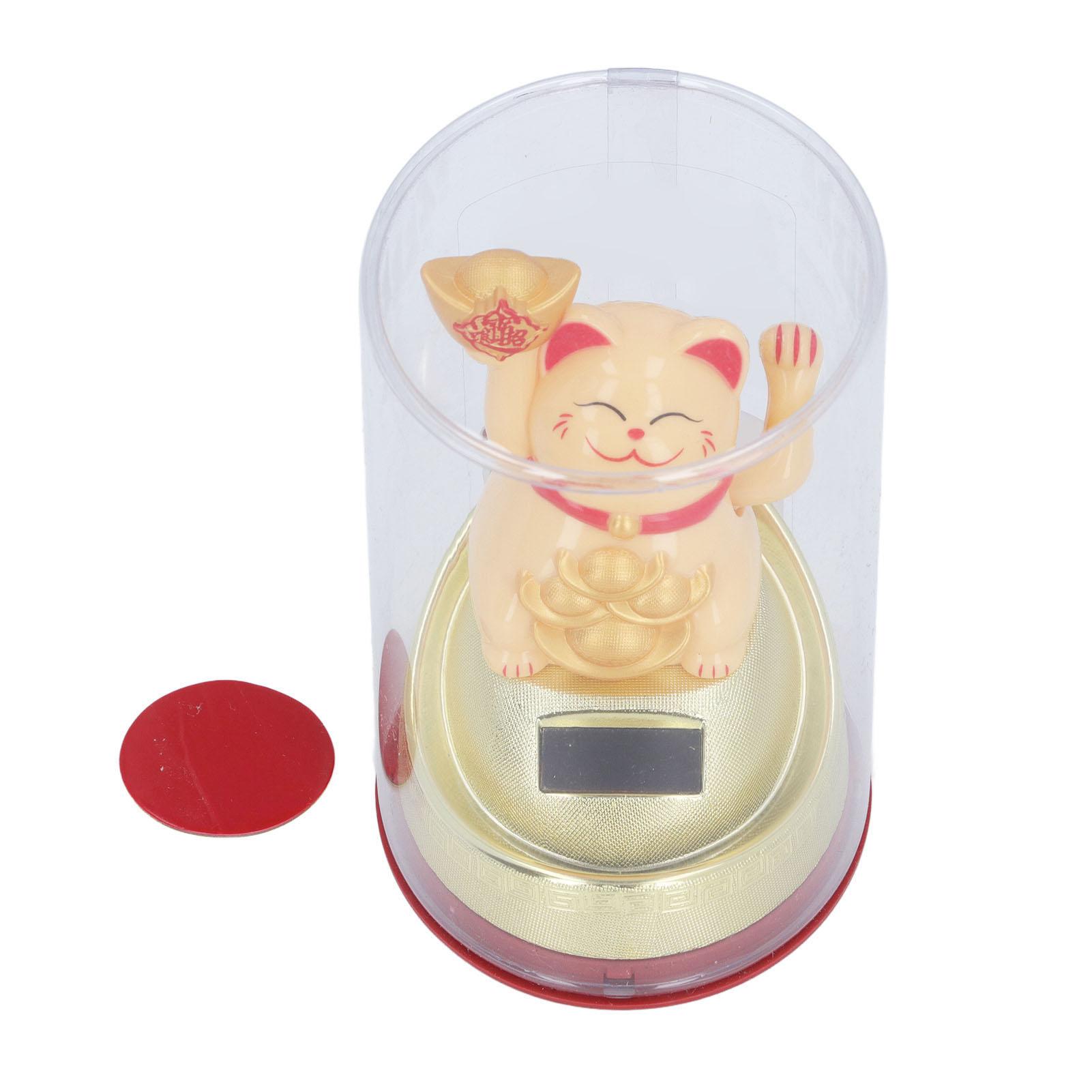 

Статуя солнечной кошки удачи, яркая уникальная энергосберегающая кошка фэн-шуй для рабочего стола приборной панели автомобиля