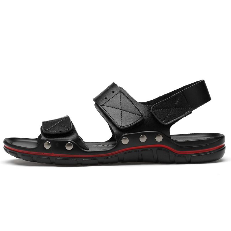 Summer Men Leather Casual Sandals Plus Size 50 Outdoor Black Walking Soft Luxury Shoes Sandalias Hombre New Fashion 2026