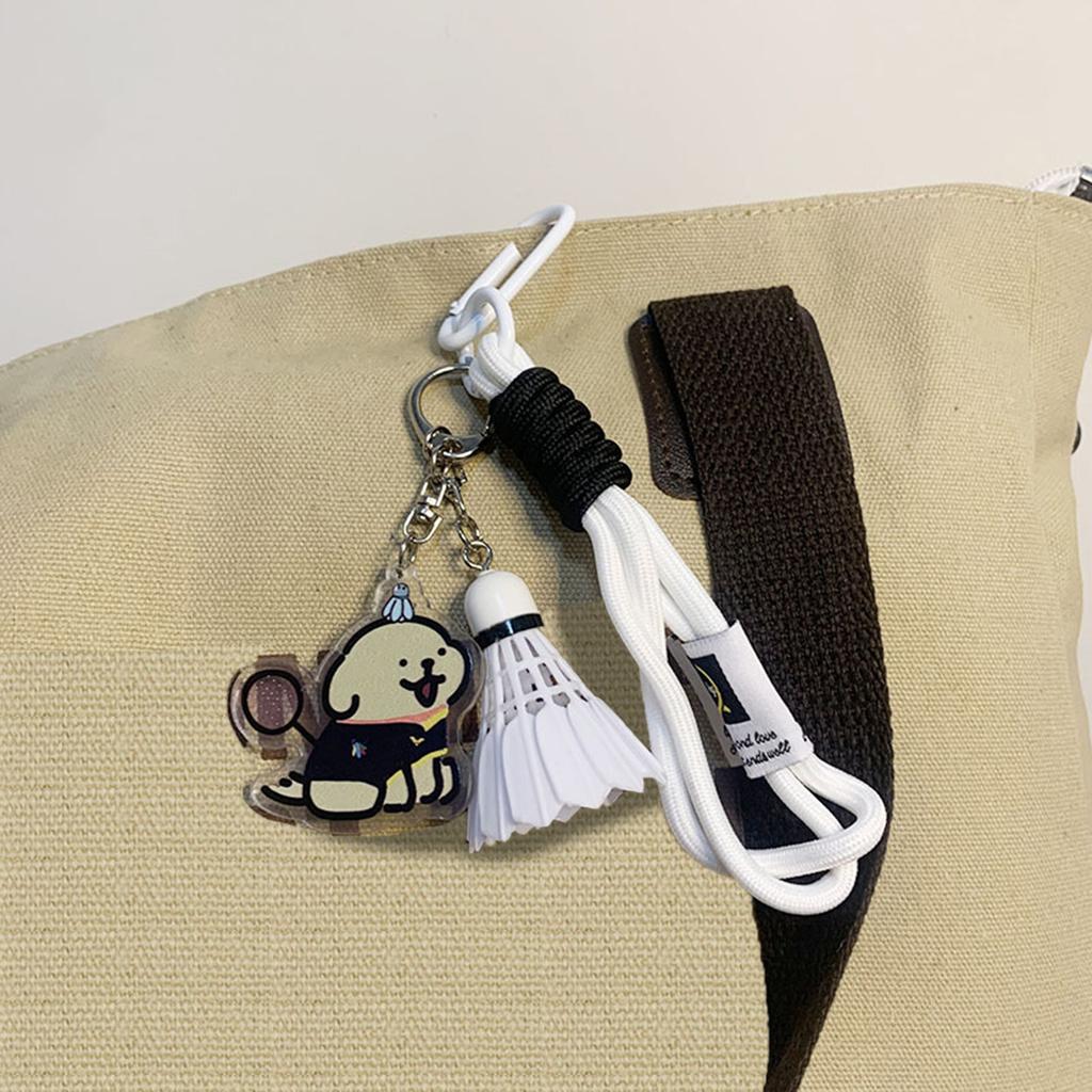 Chaveiro de Badminton de Cachorro de Desenho Animado Pingente de Bola de Badminton Pequeno Chaveiro Acrílico Anéis de Chave Presente para Amantes de Badminton Casais