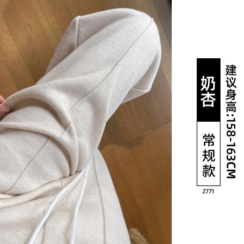 Character Pattern Woolen Wide-leg Pants Women's Autumn and Winter Small Soft Waxy Drape Narrow Version Casual Piled Thickened Wool Pants