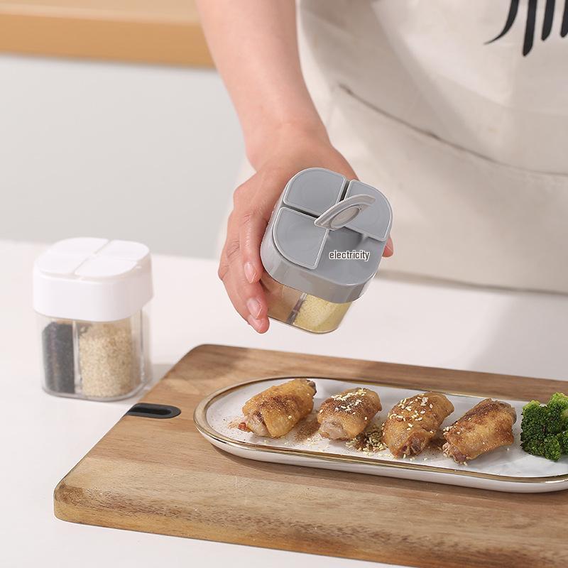 

Creative Kitchen 4-in-1 Transparent Spice Box for Seasoning & BBQ серый