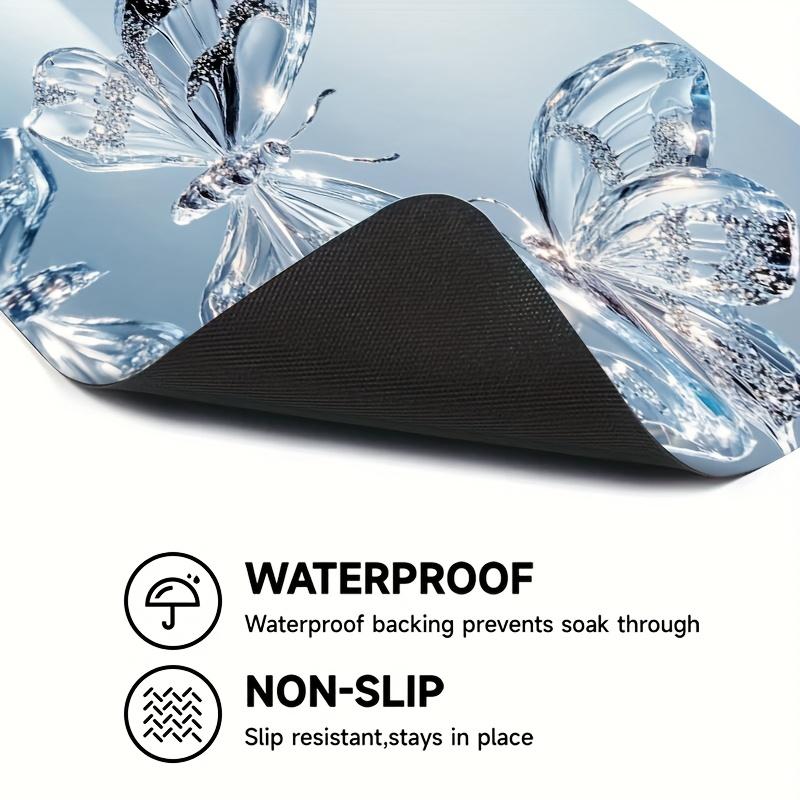 1 Stück Gummi-Abtropfmatte mit Schmetterlingsdruck für Café, Restaurant, Küche, Teppich, Tischgeschirr, langlebige Kieselgur-Tischmatte, Haustiermatte, Kaffeegeschirr