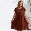 Summer Casual Sleeveless Dress for Women Solid Color Print O Neck Middle Waistline Spring Fashion