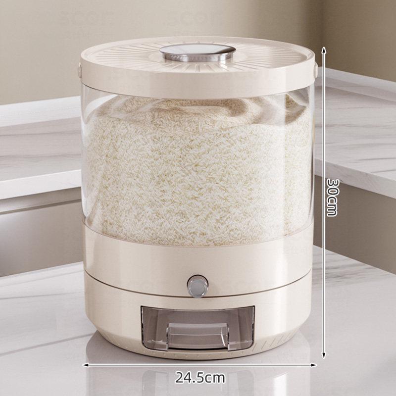 Rotatable Household Rice and Grain Storage Box: Insect & Moisture-Proof, Sealed, Compartmented Bucket