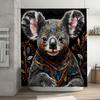 Koala Bath Curtain Animal Print Shower curtain Fabric Home Decor Wall Hanging Bathroom Decoration with Beads Leaves Pattern for