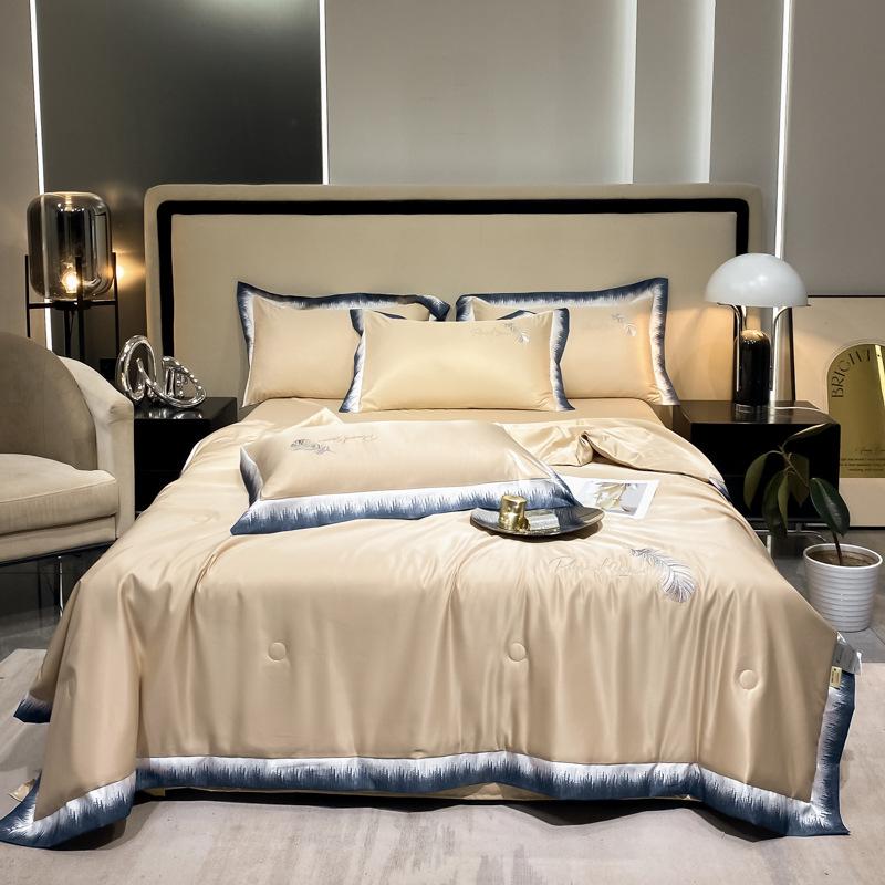 Light Luxury Washed Silk Embroidered Summer Quilt Set – 4-Piece Yu Mo 150x200cm Single Quilt шампанского
