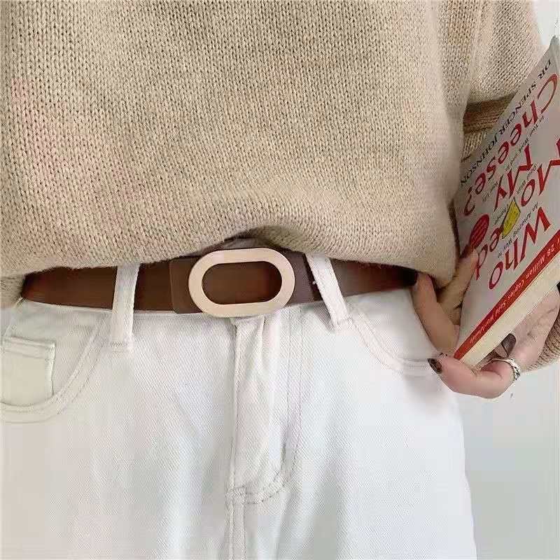 New Korean Version of Popular Imitation Leather Belt for Women Antique Hidden Buckle Belt for Women New European and American Style Belt