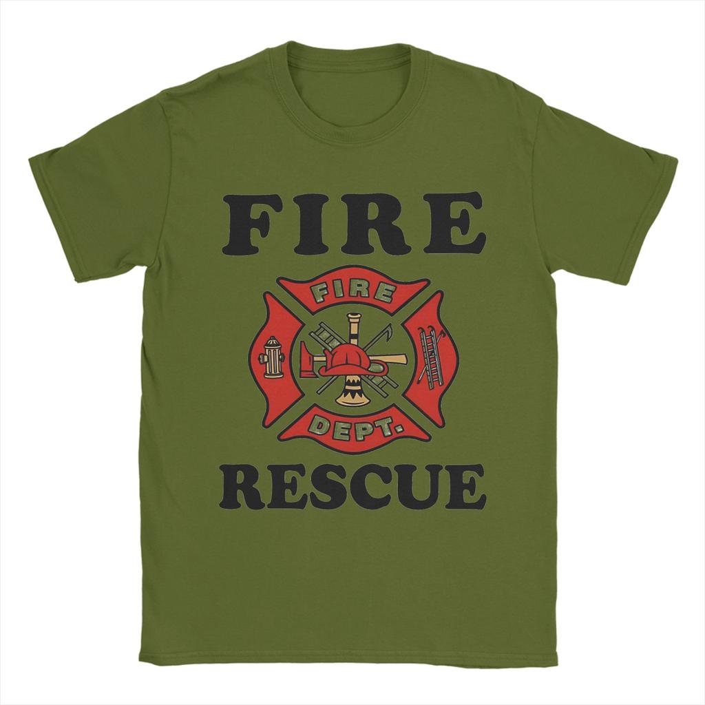 Red Fire DepartUnisext Badge Cotton T Shirt For Couple Summer Firefighter Vintage T Shirts Fashion Tee Shirt Oversize Pattern Tops