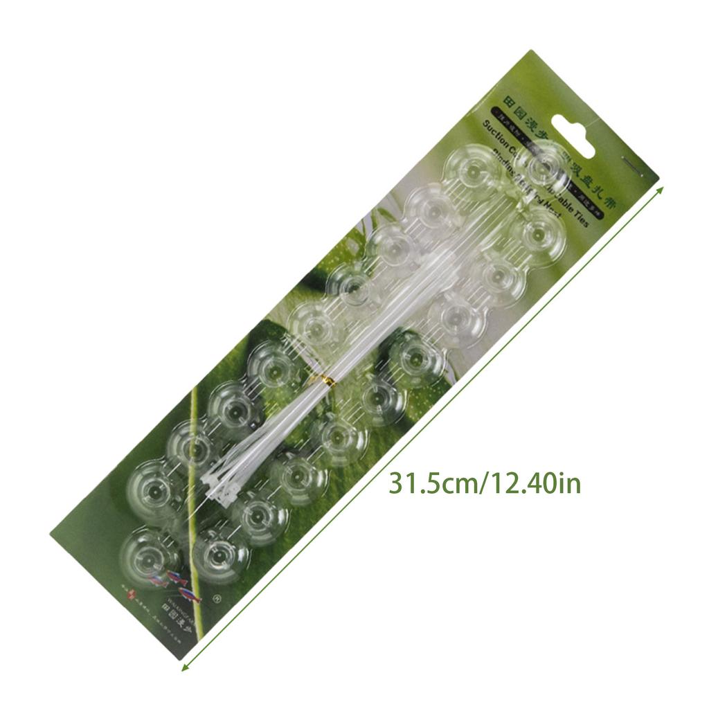 20pcs Aquarium Suction Cups and Adjustable Zip Ties for FishTank Plant Holder and Moss Binding