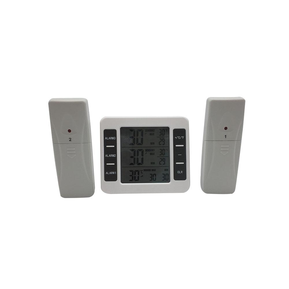 Refrigerator Thermometer Wireless Digital Freezer Thermometer with 2Pcs Wireless Sensors white#1