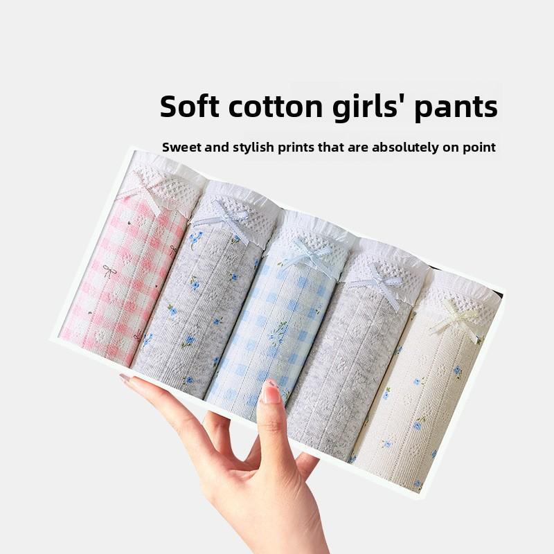 Ladies Spring and Summer Fresh Print Skin Friendly Breathable 10A Antibacterial Extended Crotch Triangle Briefs
