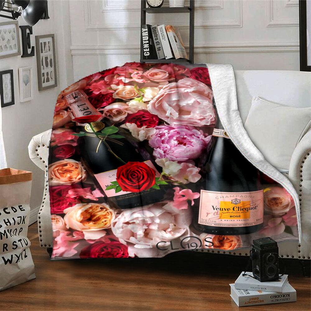 Veuve Clicquot Themed Blanket, Warm Coziness Couch Sofa Bed Blanket Home Decor