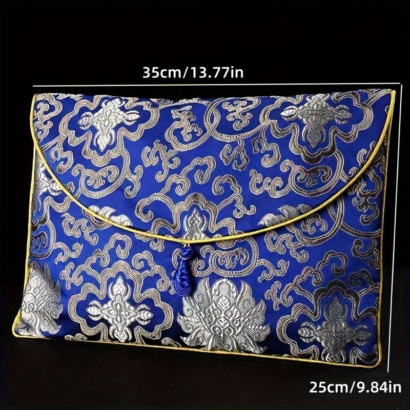 Buddhist Scripture Storage Bag Tantric Organizer Handicrafts Embroidery Satin Button Bag Good Luck Buddhism Home Gift Decorative