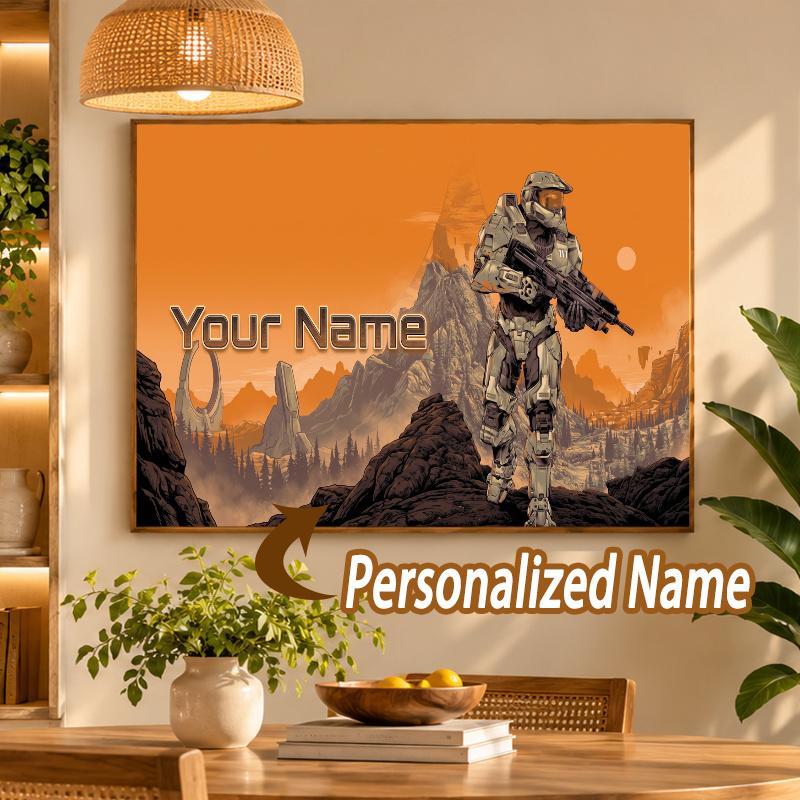 Custom Name Halo Master Chief 5D Diamond Painting Personalized Full Drill Diamond Art Kit Gift