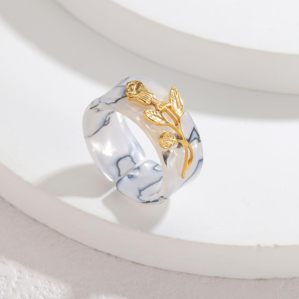 Stainless Steel Romantic Flower Butterfly Rings for Women  Coloful Adjustable Open Ring Daily Jewelry Gift Accessories