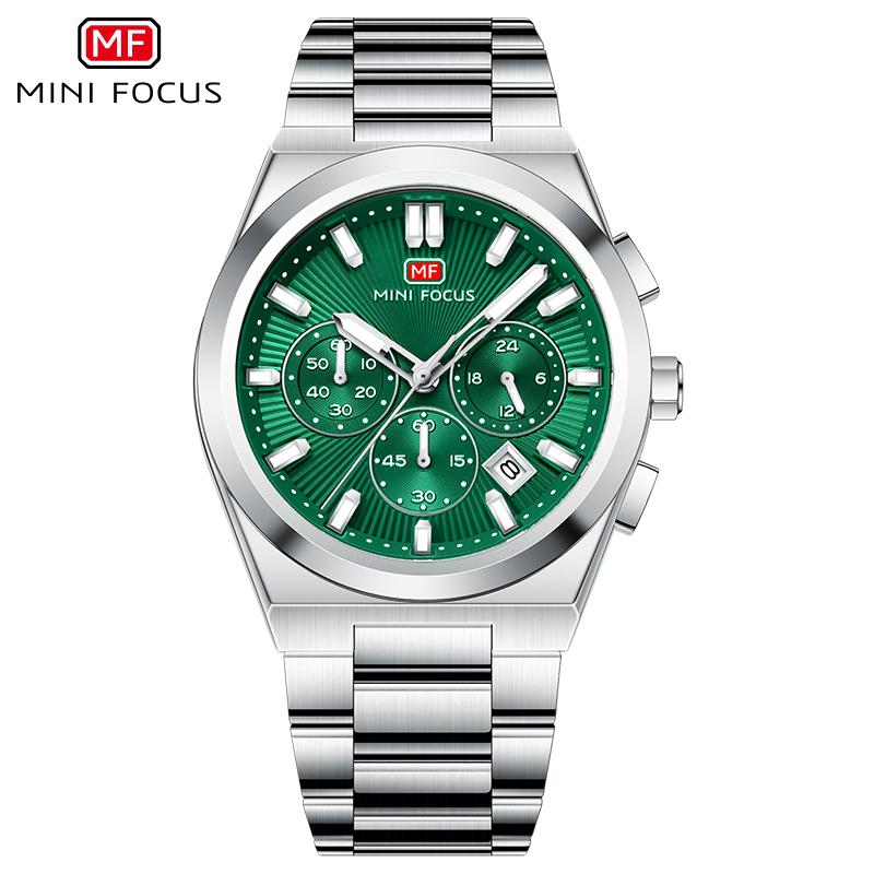 

Модные мужские военные спортивные часы, ремешок из нержавеющей стали, люминесцентные, водонепроницаемые, кварцевые наручные часы с календарем зелёный