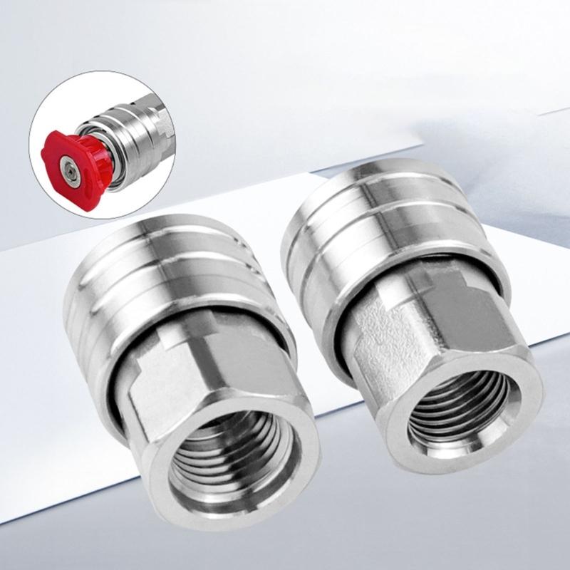 Pressure Washer Adapter Stainless Steel 1/4 High Pressure Washer Quick Connector Pipe Hose Adapter