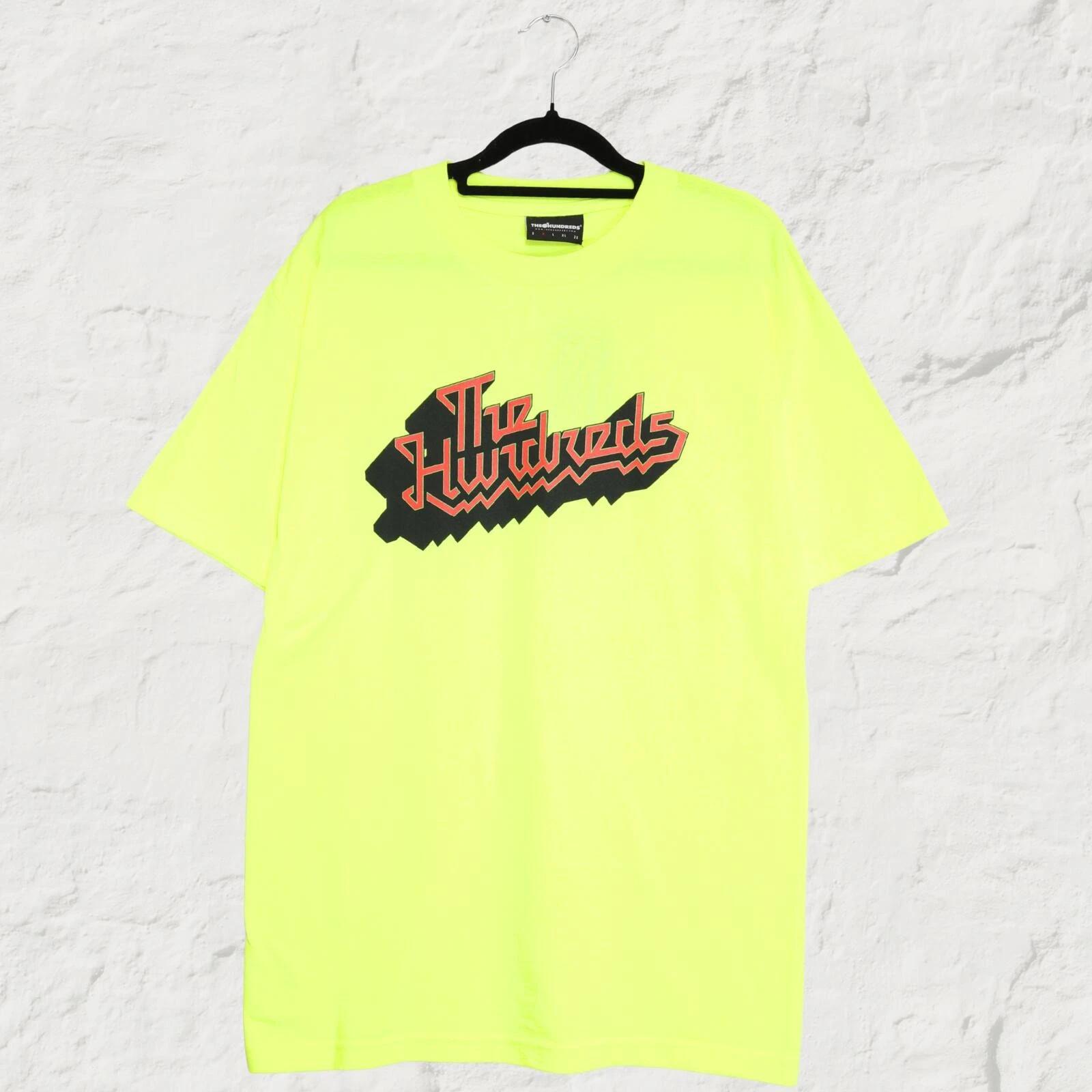 THE HUNDREDS Zag Tee Neon Yellow Bright Graphic Streetwear Summer Tee M 3XL